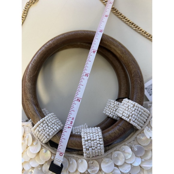 Zara Faux Mother of Pearl Appliqué Bag Purse Crossbody Bohemian Festival TikTok - Picture 7 of 8